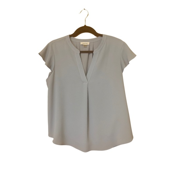 Calvin Klein Tops - Calvin Klein Light Blue Flutter Sleeve V Neck Blouse - size Large